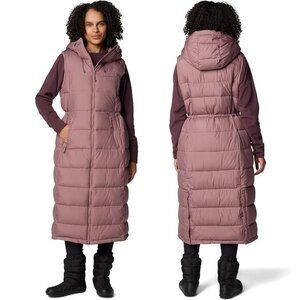 Columbia Pike Lake Long VEST Size 2X Fig Hood Omni Heat Insulated NEW